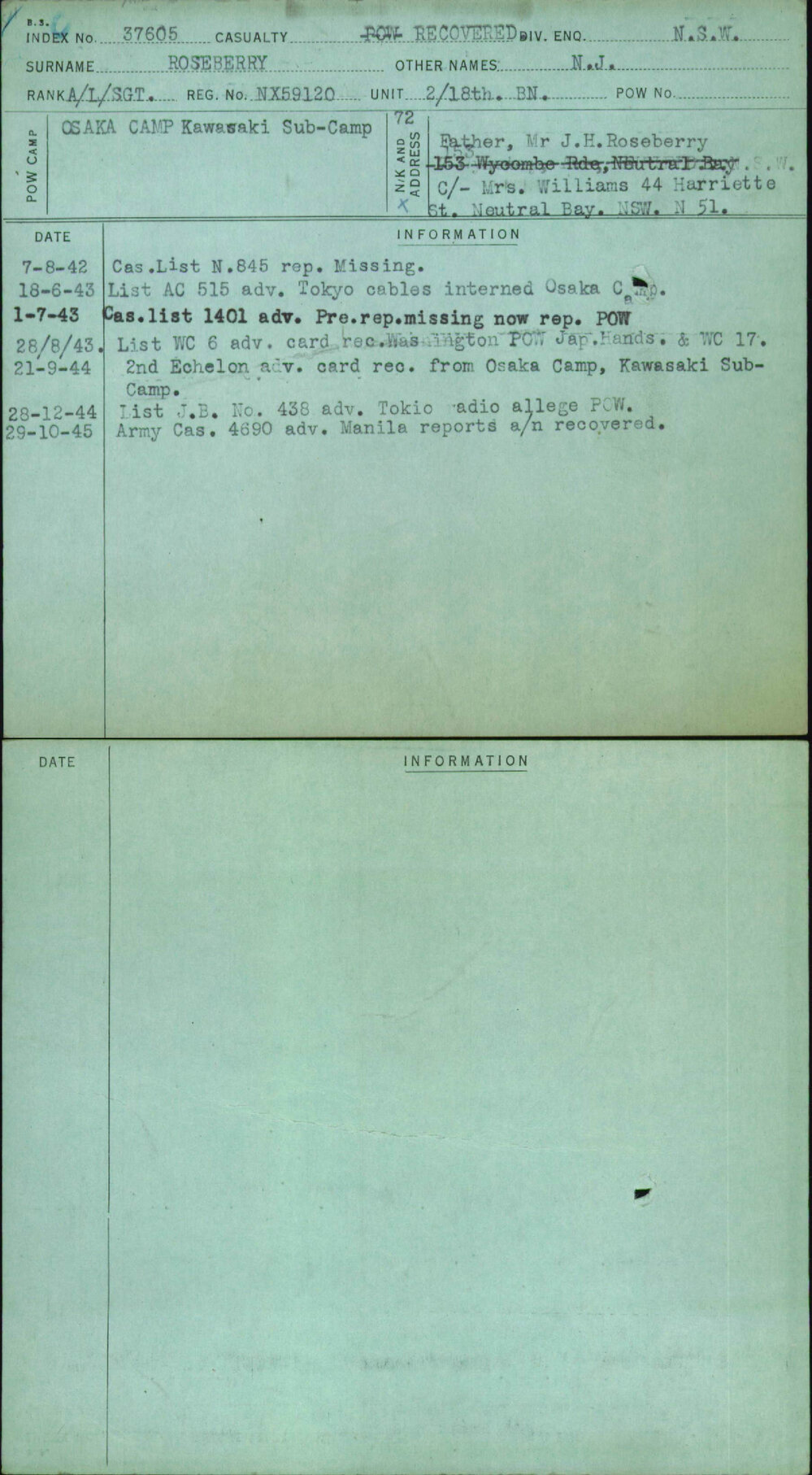 Roseberry, N J, NX59120