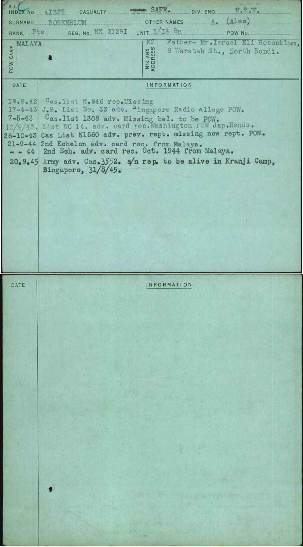 Rosenblum, A (Alec), NX31291