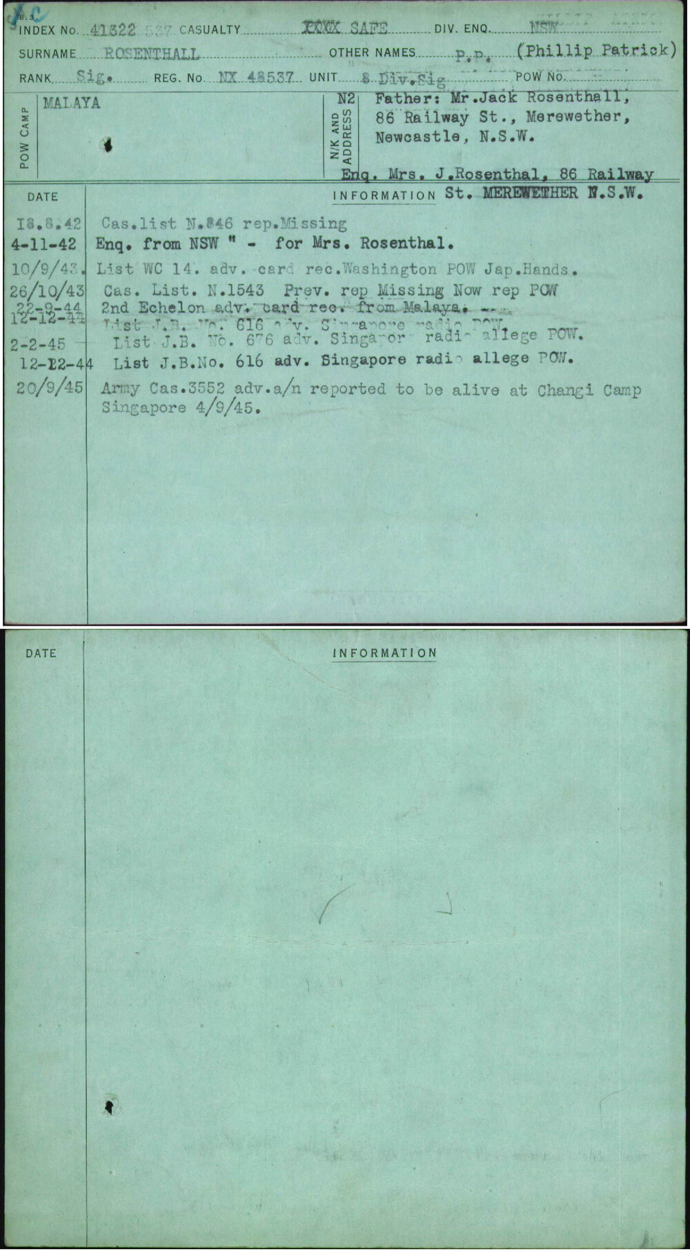 Rosenthall, P P (Phillip Patrick), NX48537