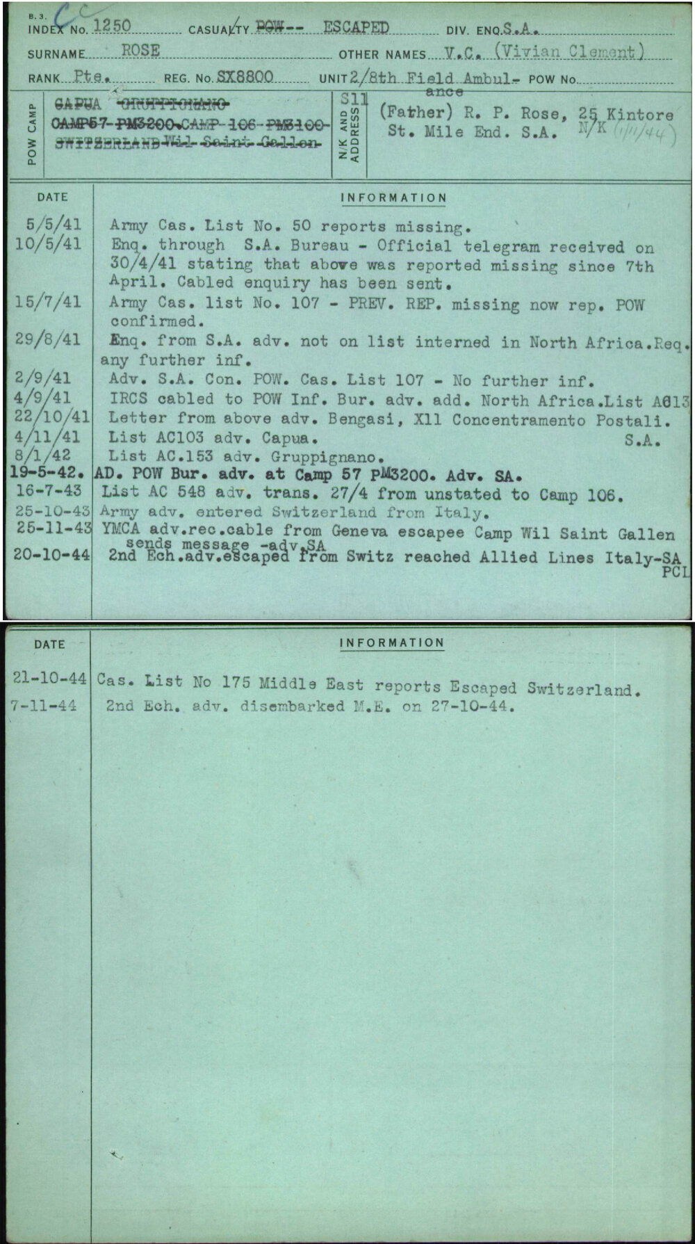 Rose, V C (Vivian Clement), SX8800