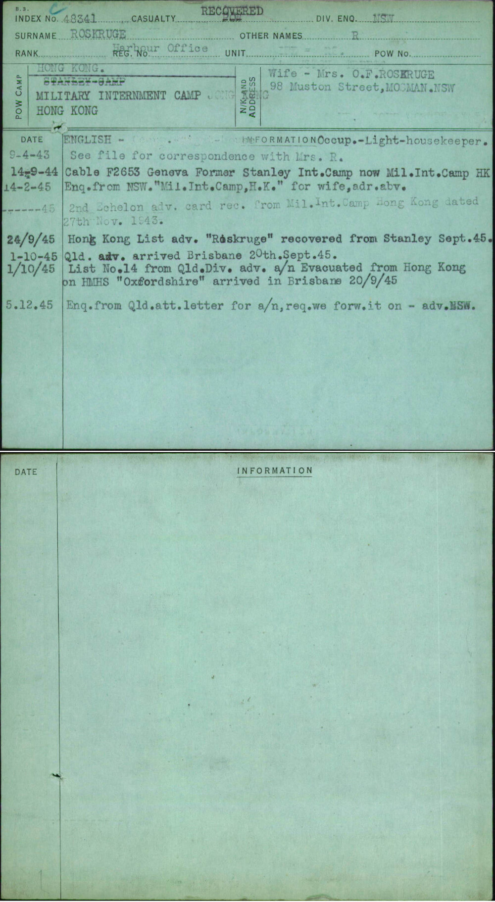 Roskruge, R, Harbour Office