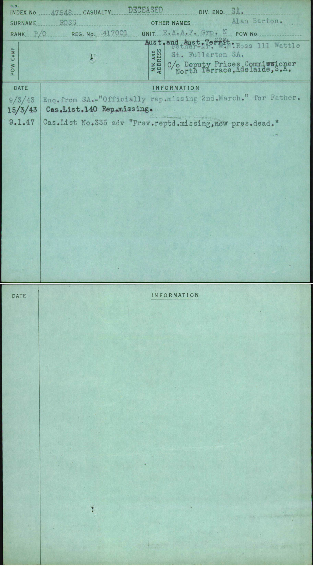 Ross, Alan Barton, 417001