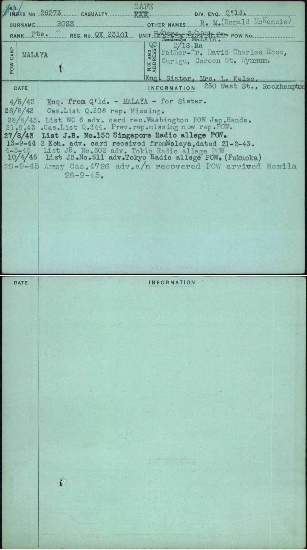 Ross, R M (Ronald Mckenzie), QX23101