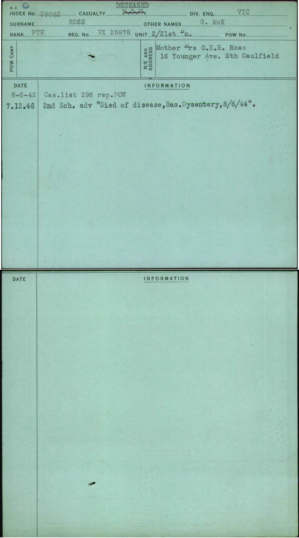 Ross, G Mck, VX25978