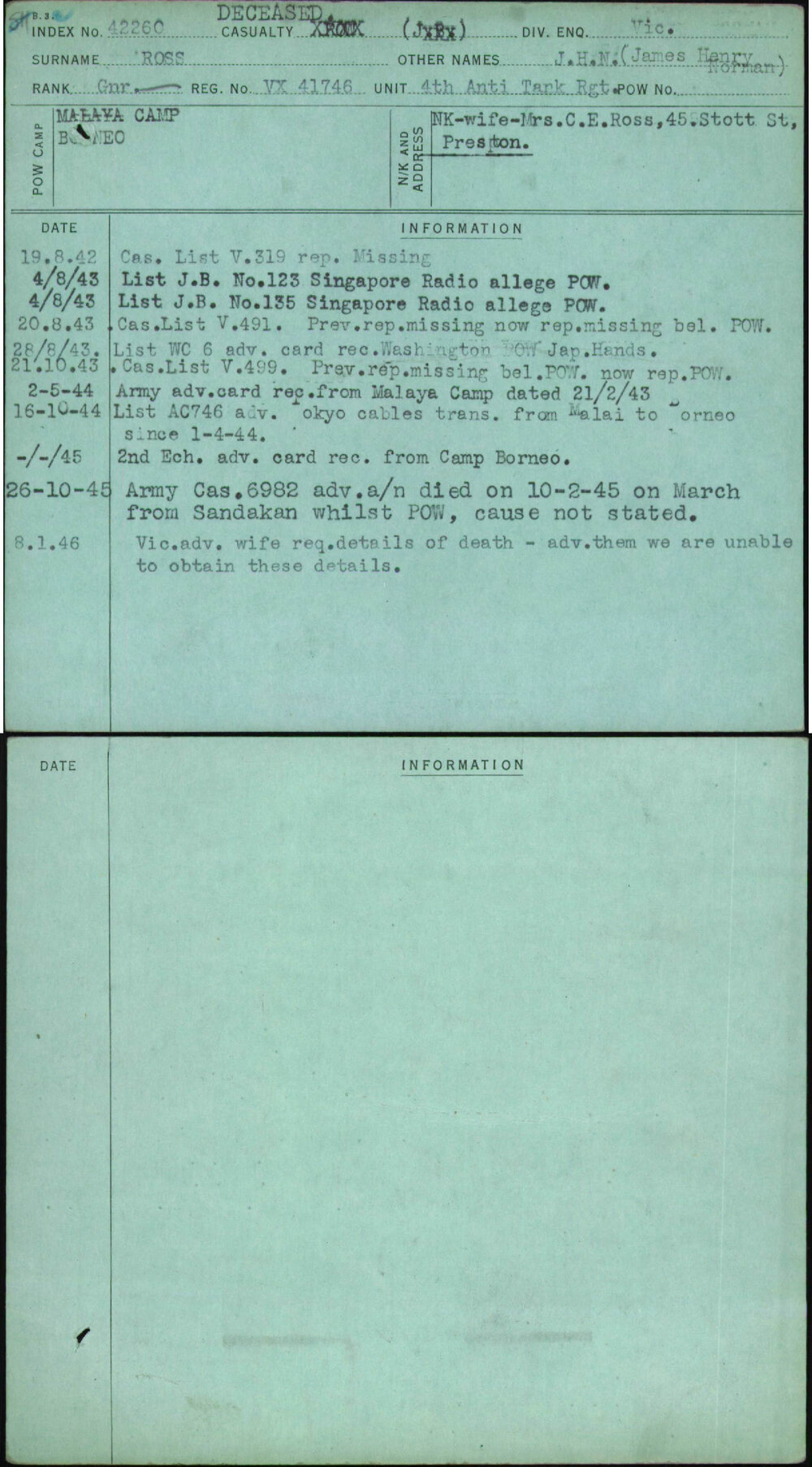Ross, J H N (James Henry Norman), VX41746