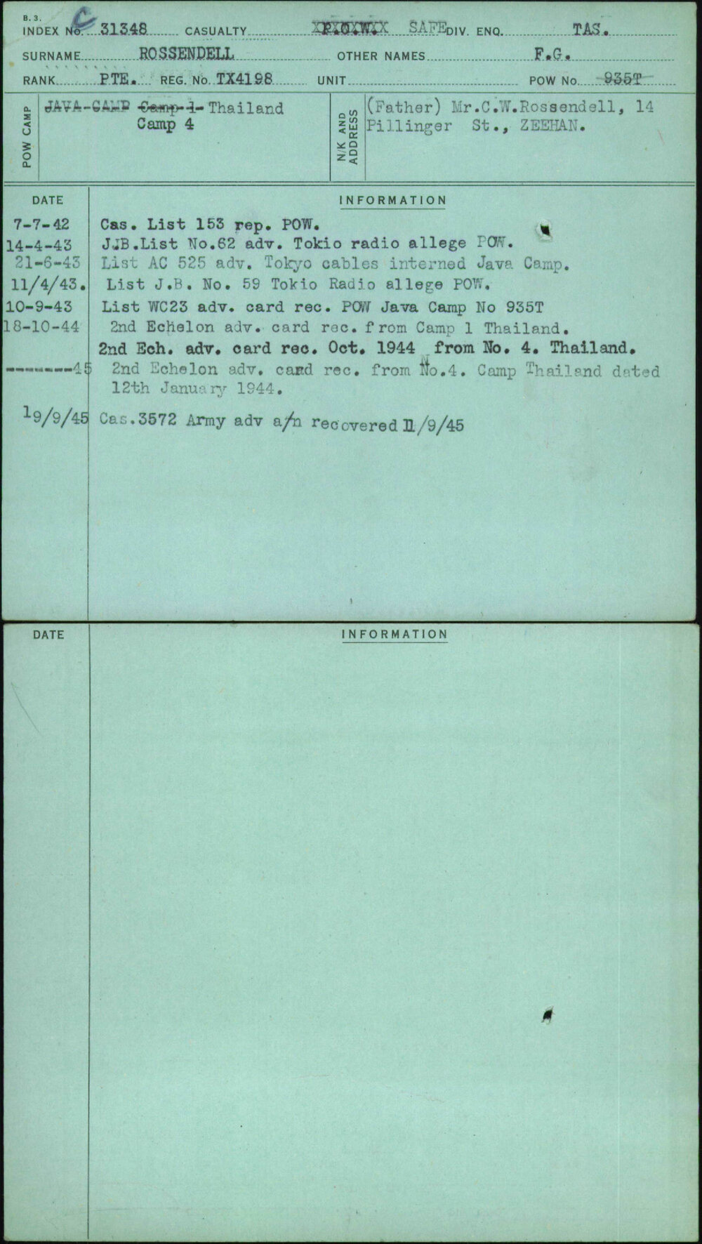 Rossendell, F G, TX4198