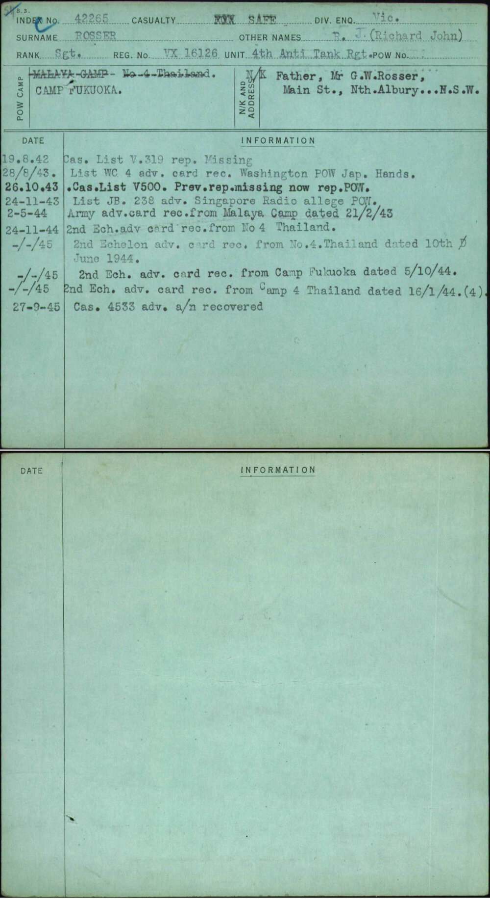 Rosser, R J (Richard John), VX16126