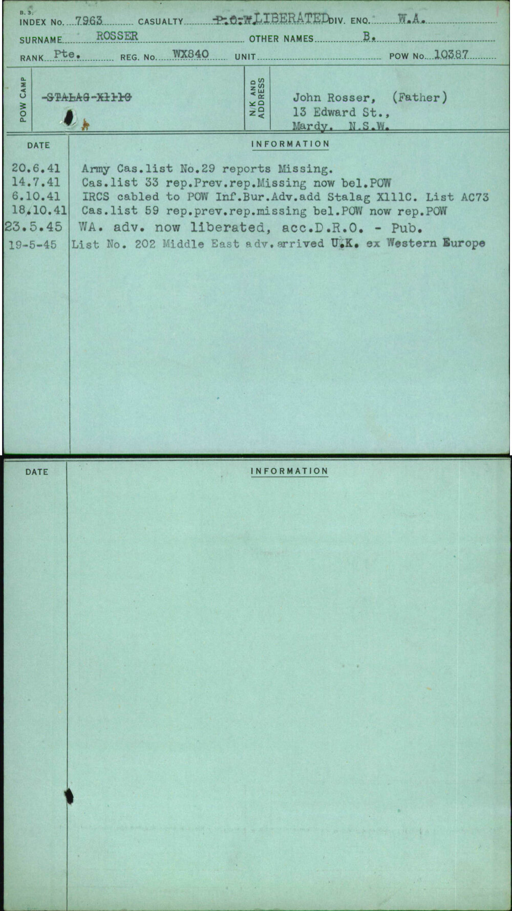 Rosser, B, WX840