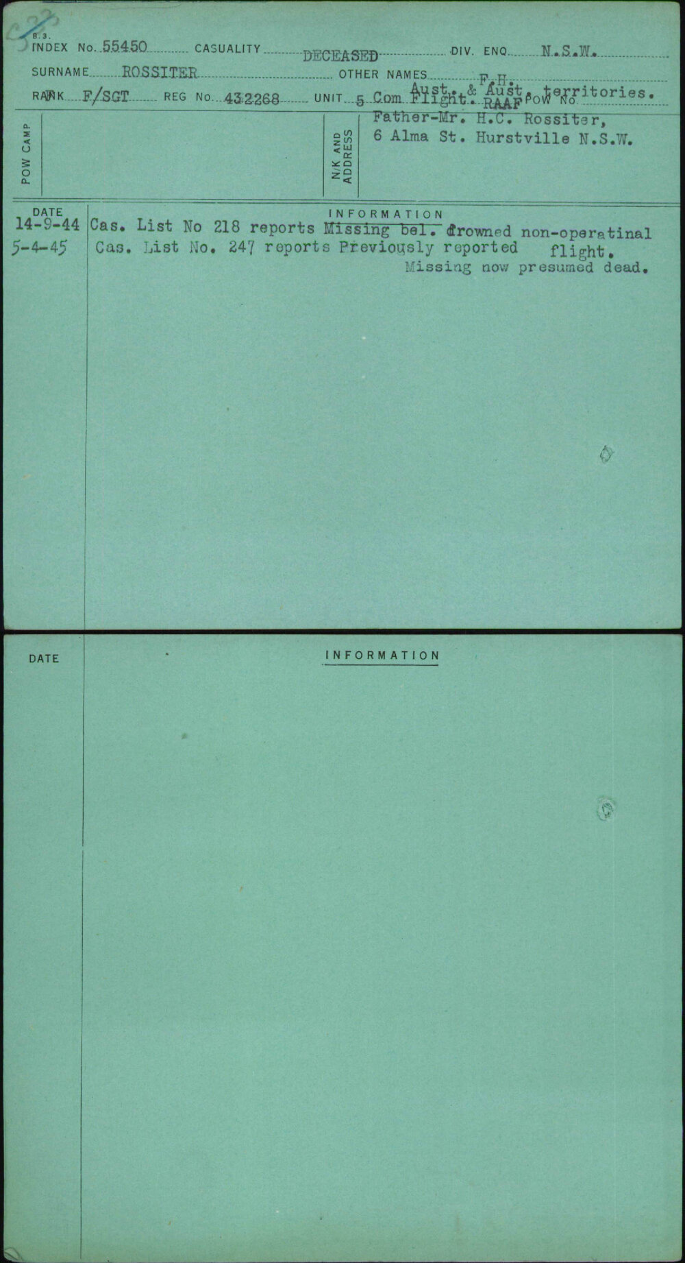 Rossiter, F H, 432268