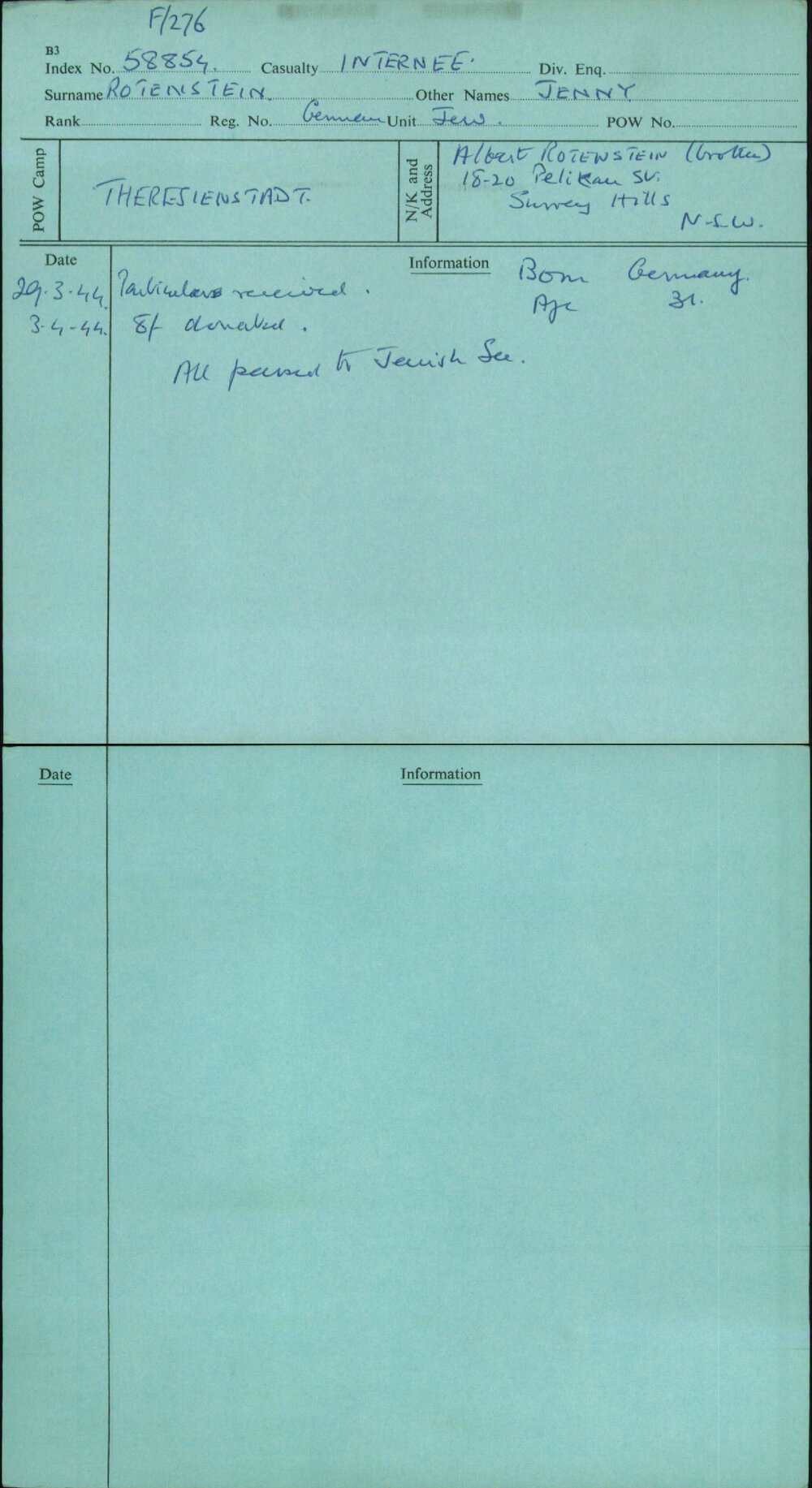 Rotenstein, Jenny, German