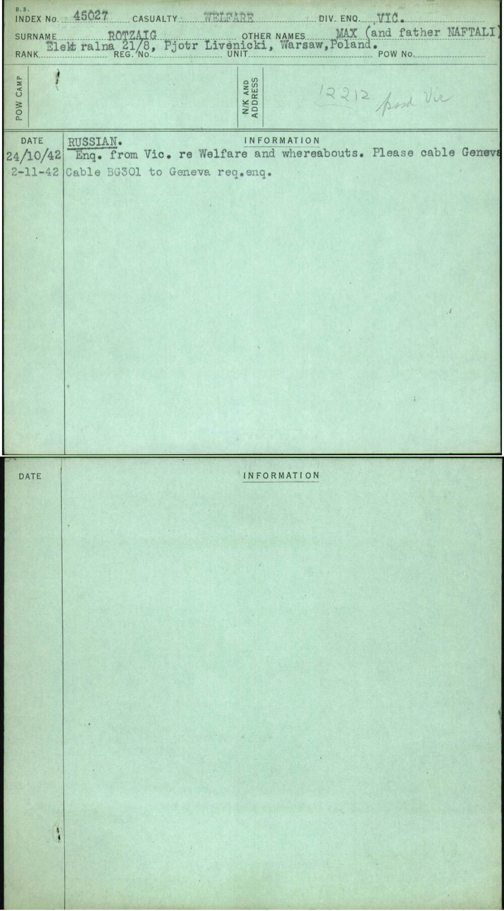 Rotzaig, Max (And Father Naftali), [No Service Number]