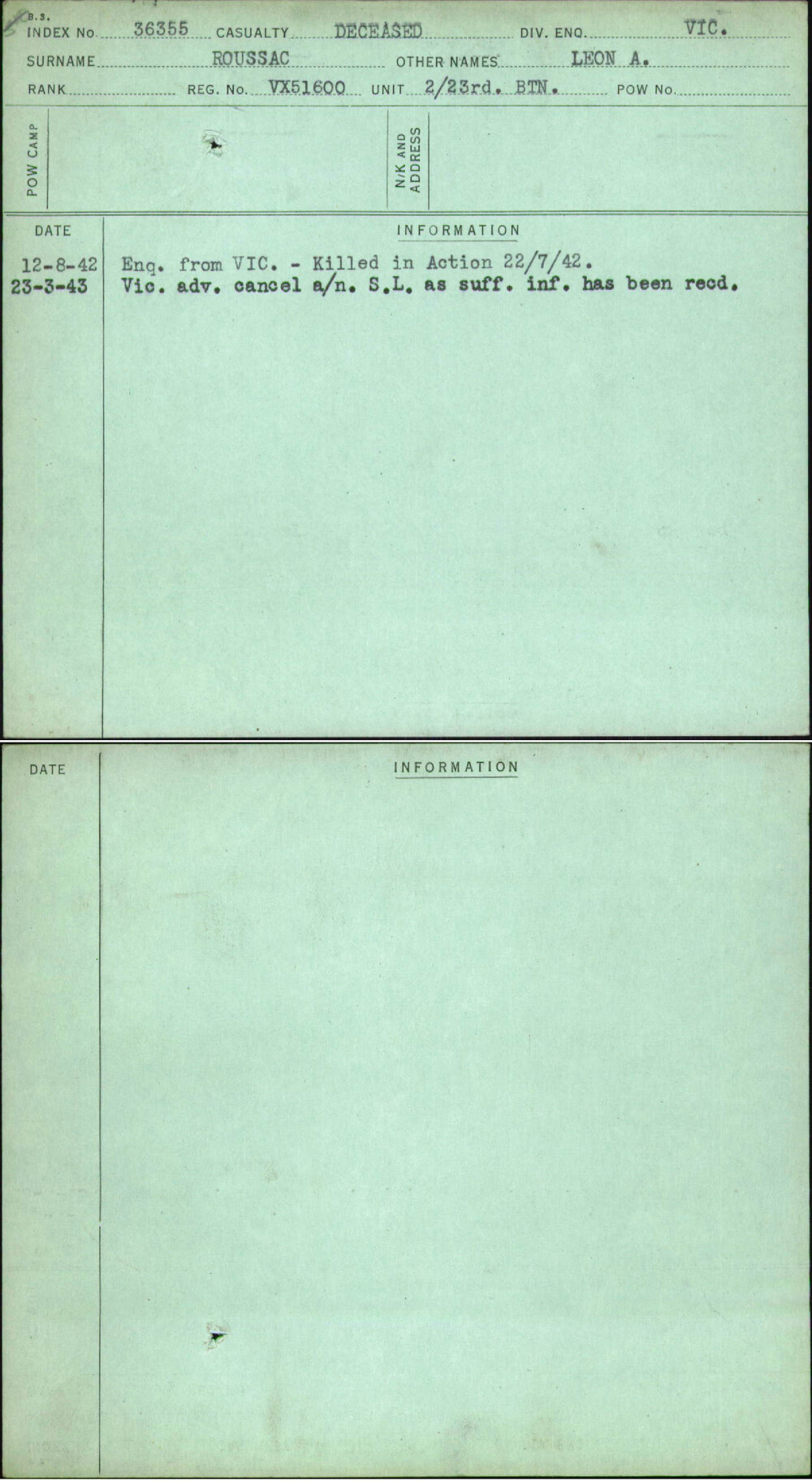 Roussac, Leon A, VX51600