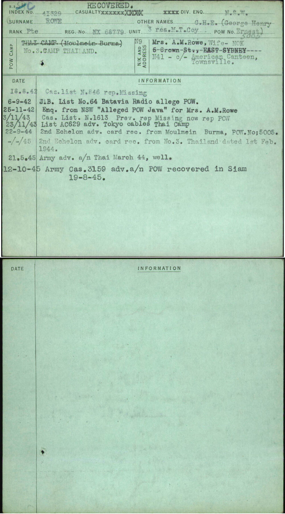 Rowe, G H E (George Henry Ernest), NX68779