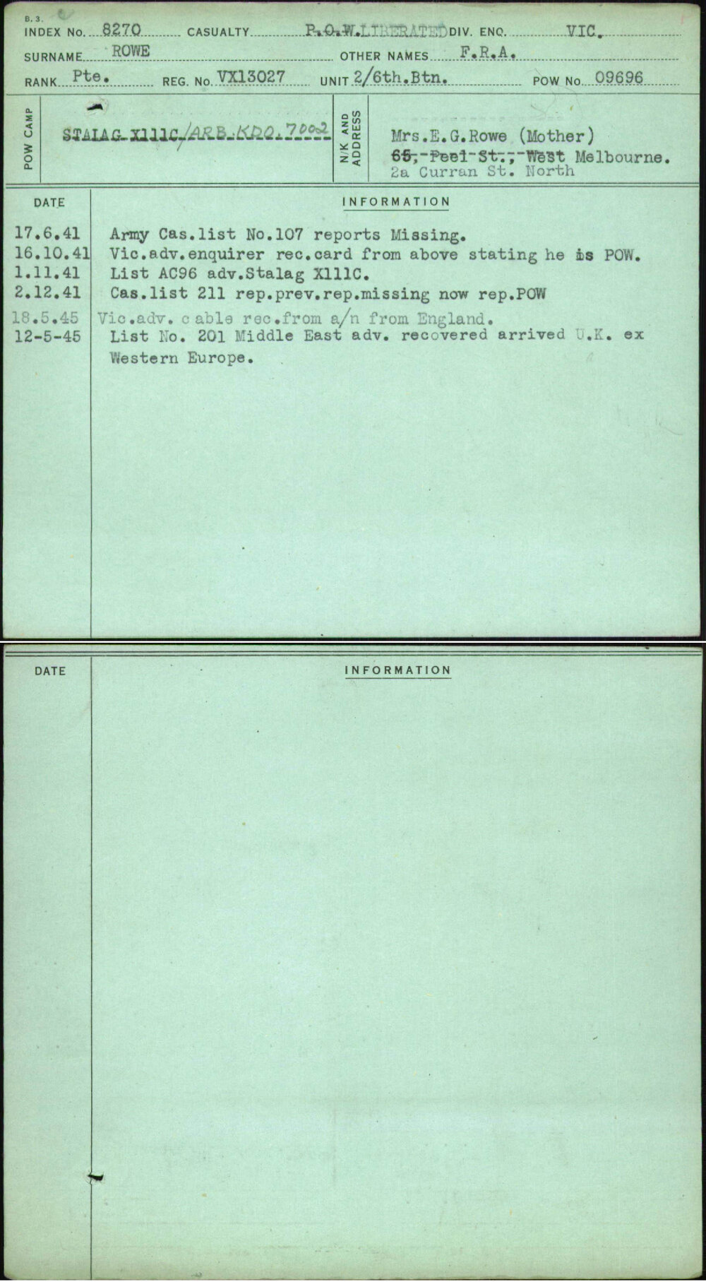 Rowe, F R A, VX13027