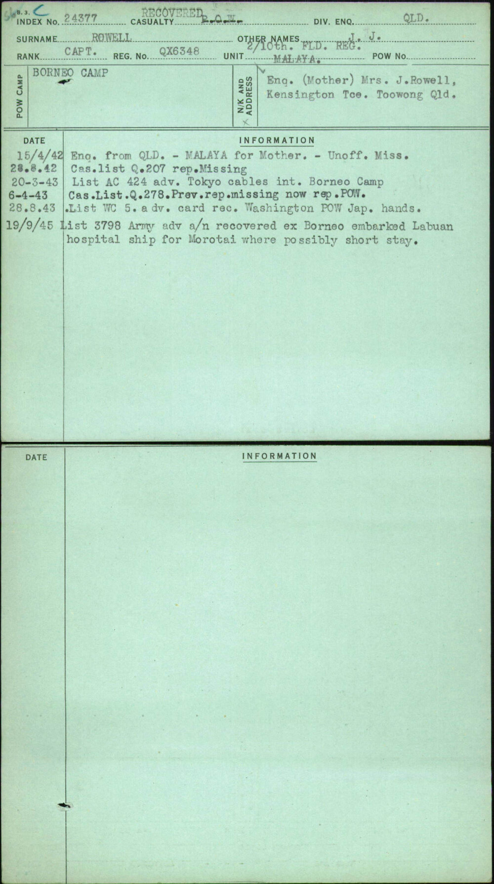 Rowell, J J, QX6348