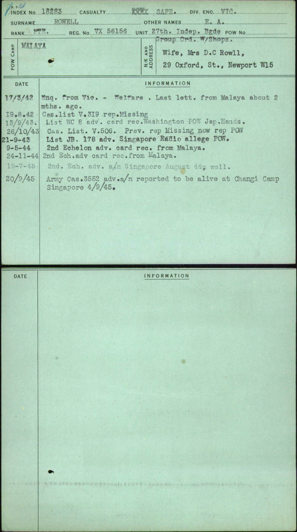 Rowell, E A, VX56156