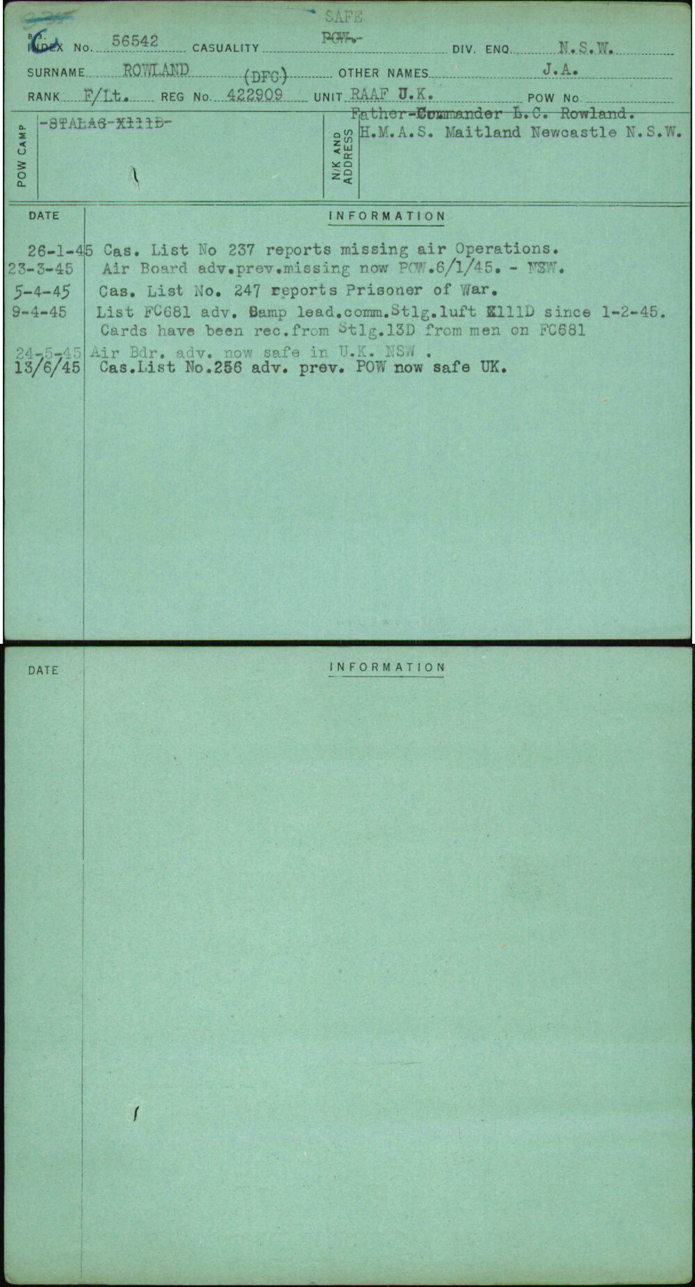 Rowland, J A, 422909