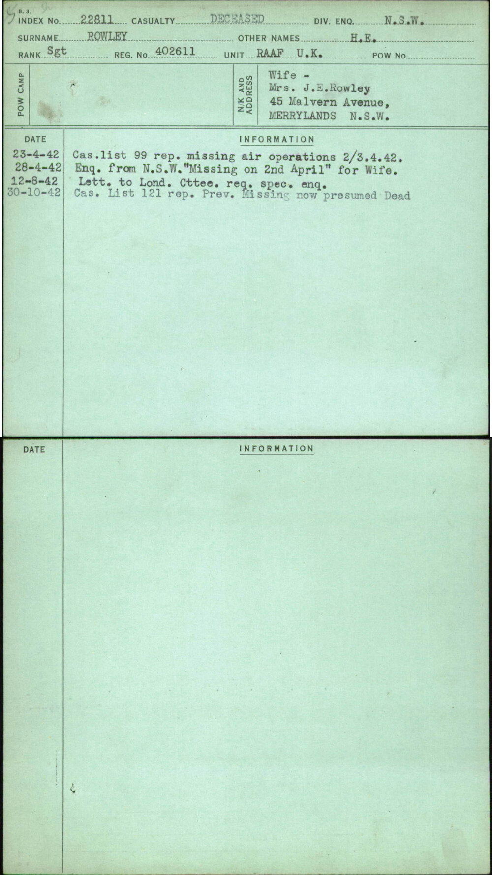 Rowley, H E, 402611