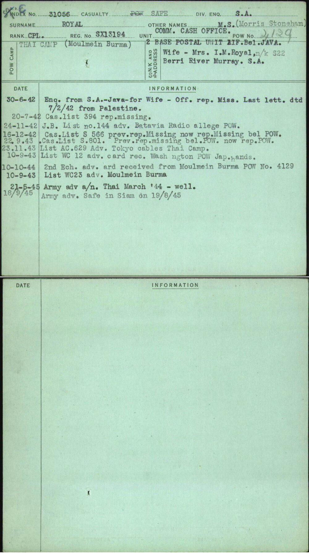 Royal, M S (Morris Stoneham), SX13194