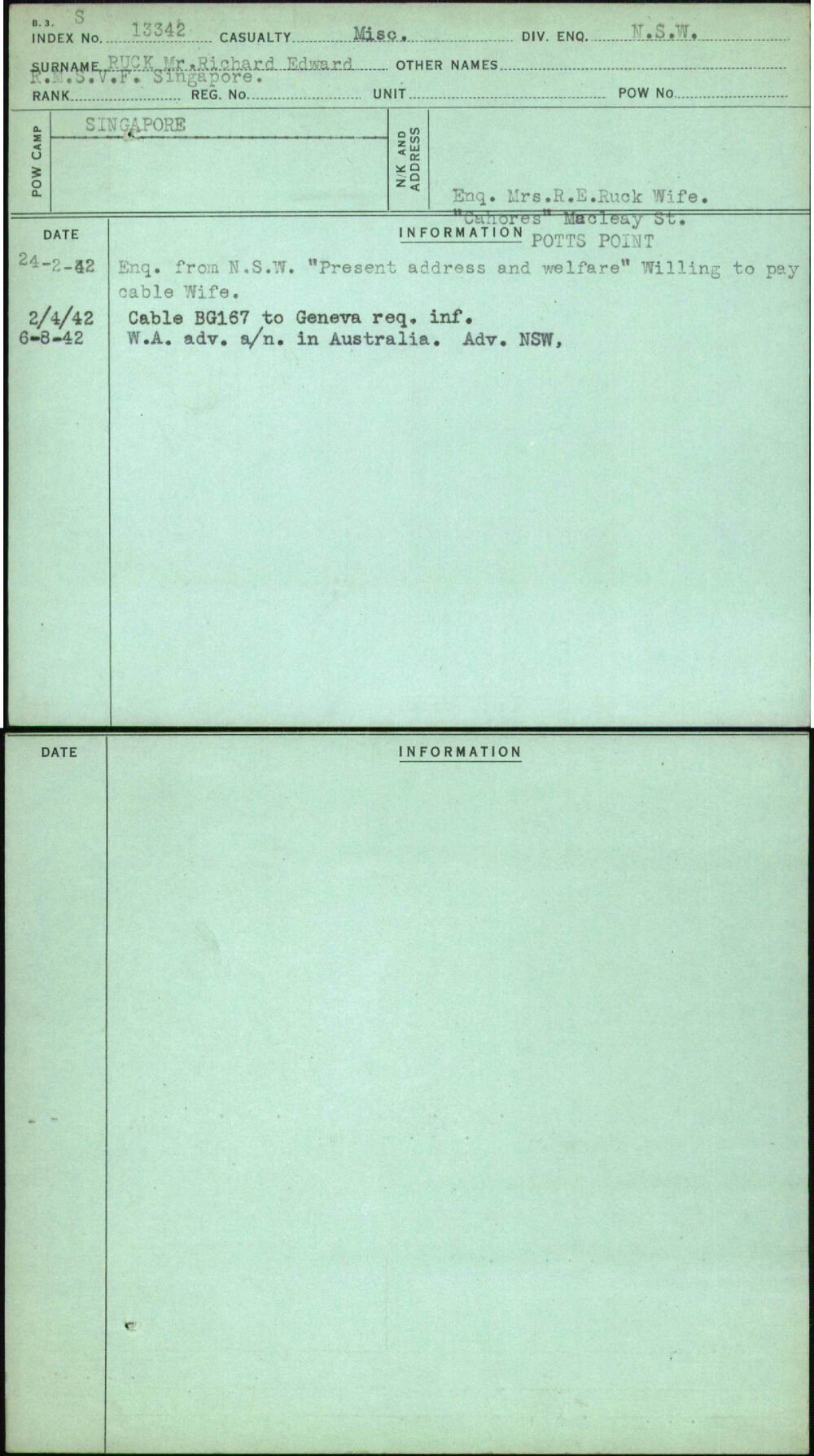 Ruck Mr Richard Edward, [No Given Name], [No Service Number]