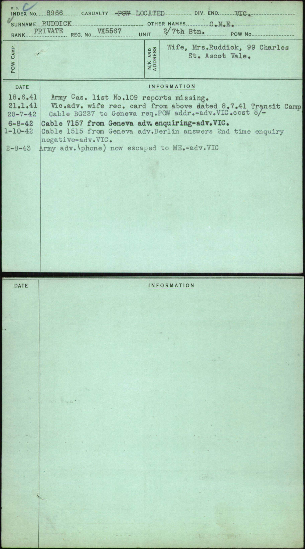 Ruddick, C N E, VX5567