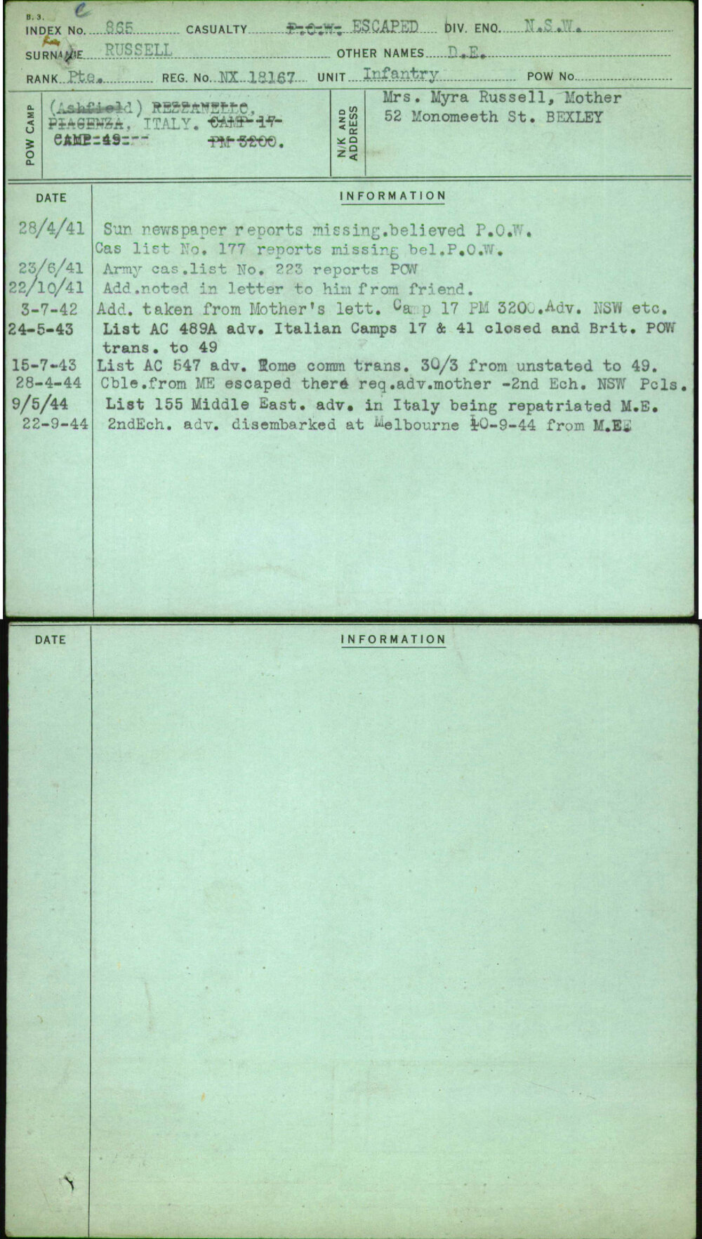 Russell, D E, NX18167