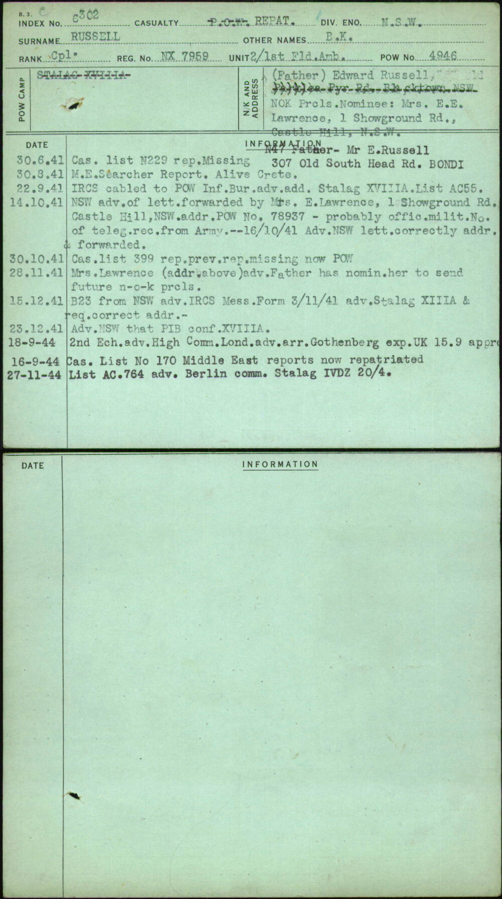 Russell, B K, NX7959