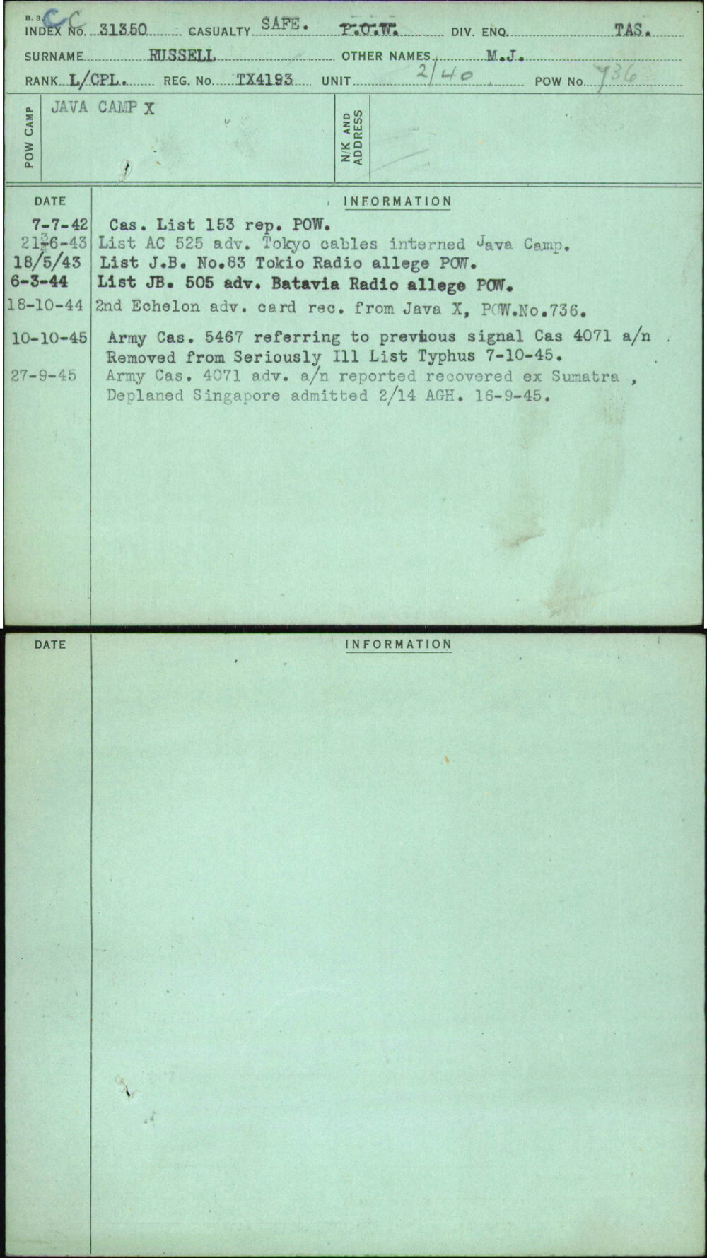 Russell, M J, TX4193