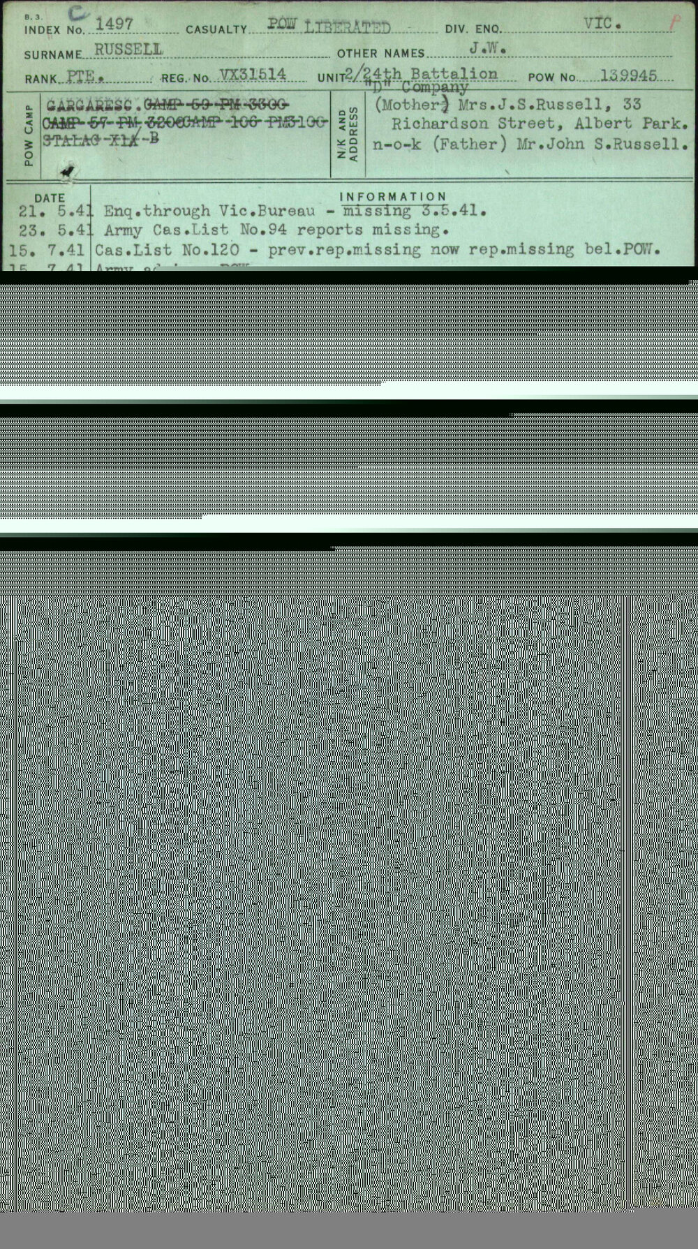 Russell, J W, VX31514