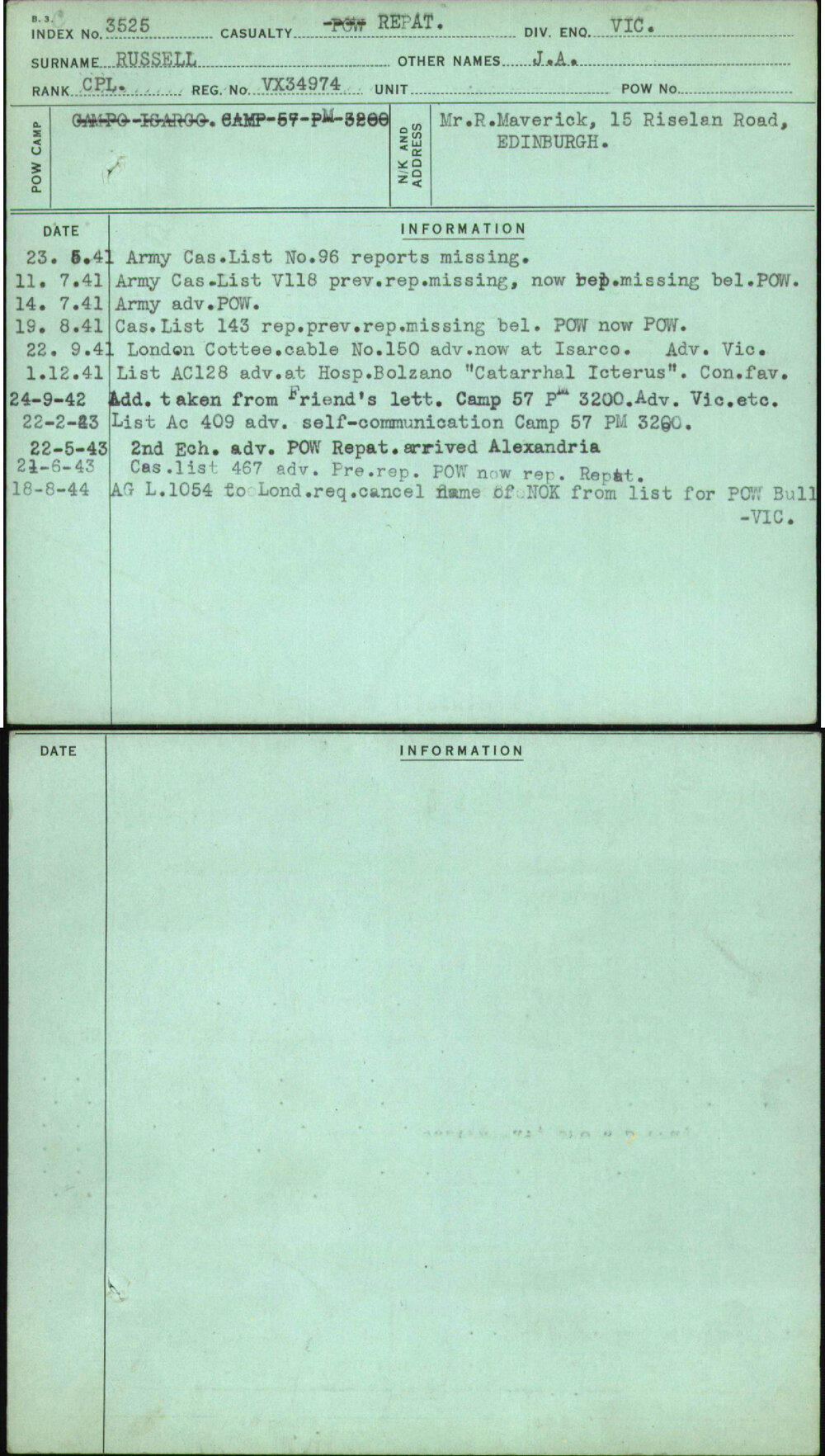 Russell, J A, VX34974