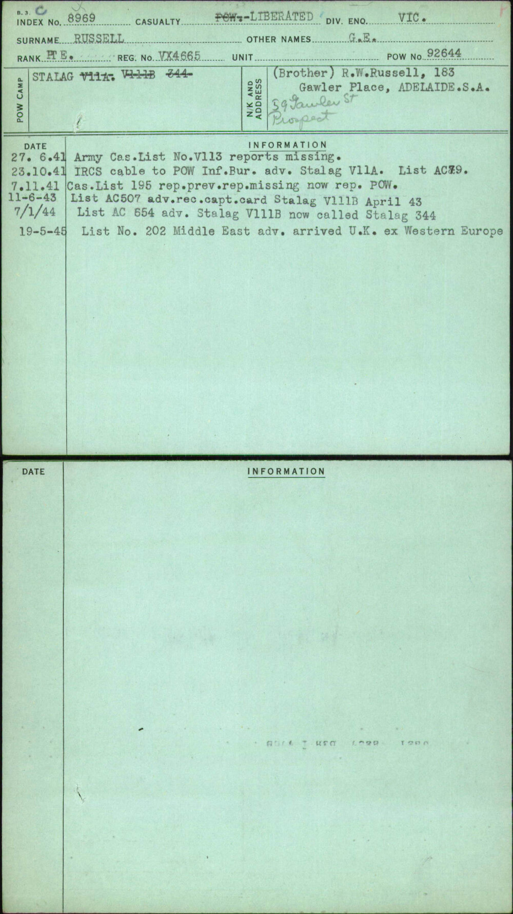 Russell, G E, VX4665