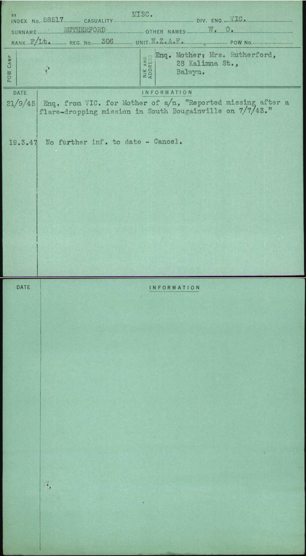 Rutherford, W O, 306