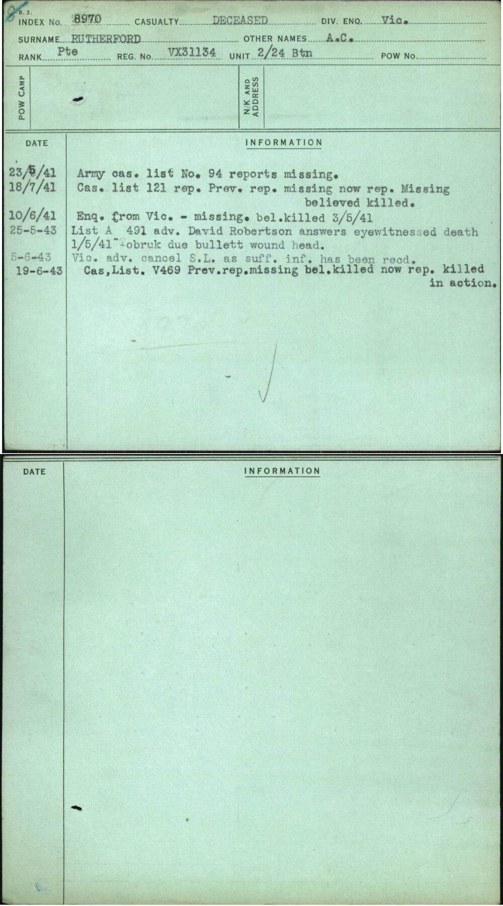 Rutherford, A C, VX31134