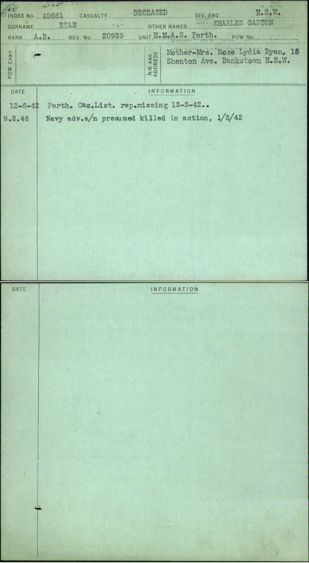 Ryan, Charles Gaston, 20939