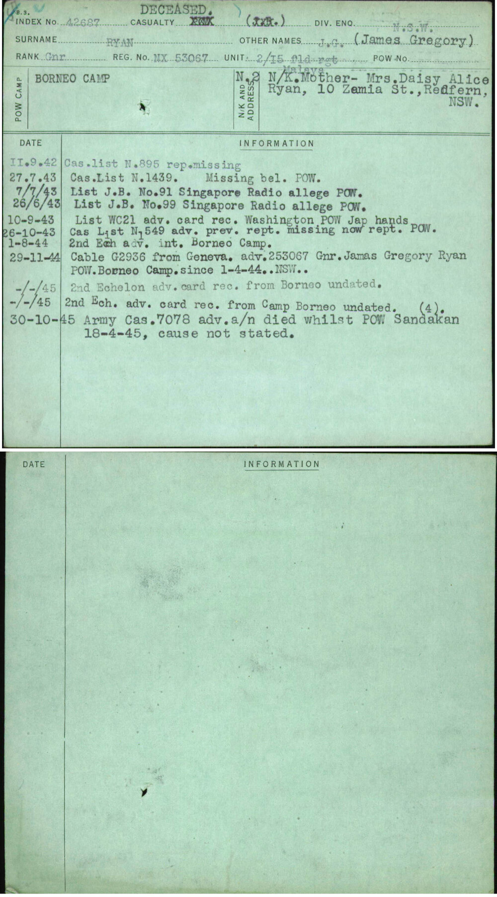 Ryan, J G (James Gregory), NX53067