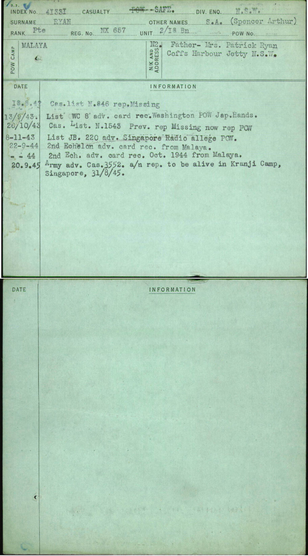 Ryan, S A (Spencer Arthur), NX657