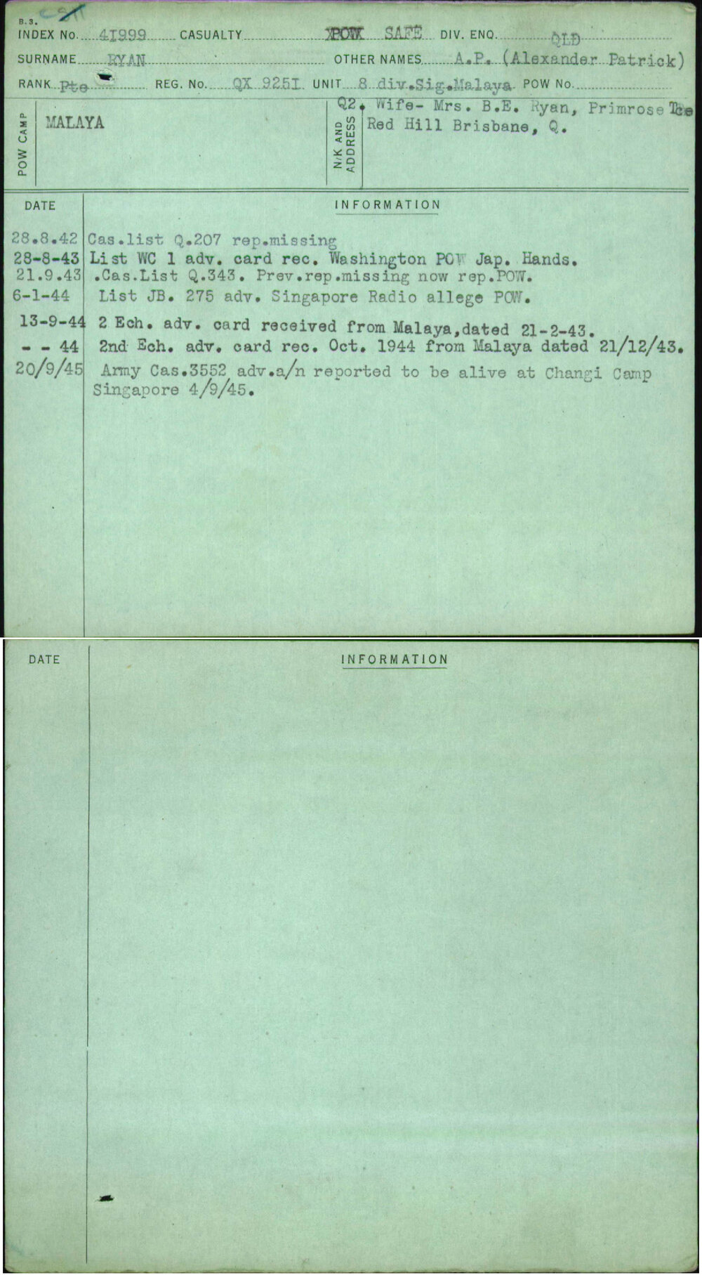 Ryan, A P (Alexander Patrick), QX9251