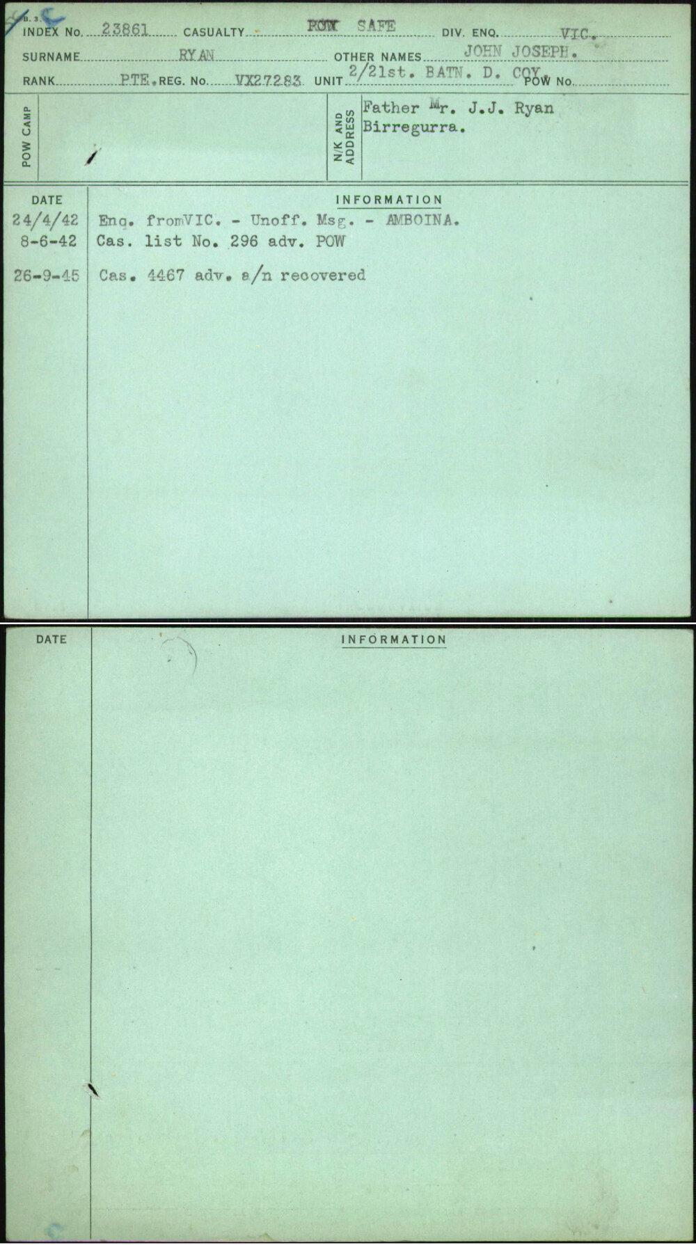 Ryan, John Joseph, VX27283