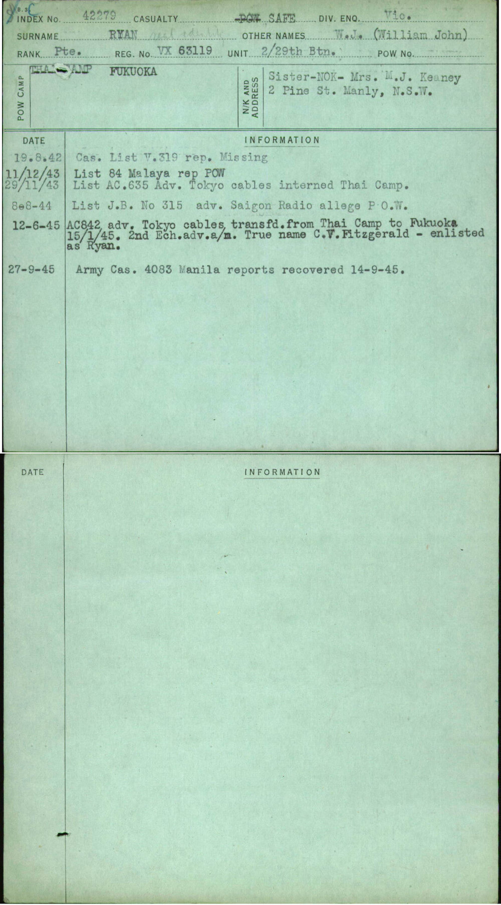 Ryan, W J (William John), VX63119