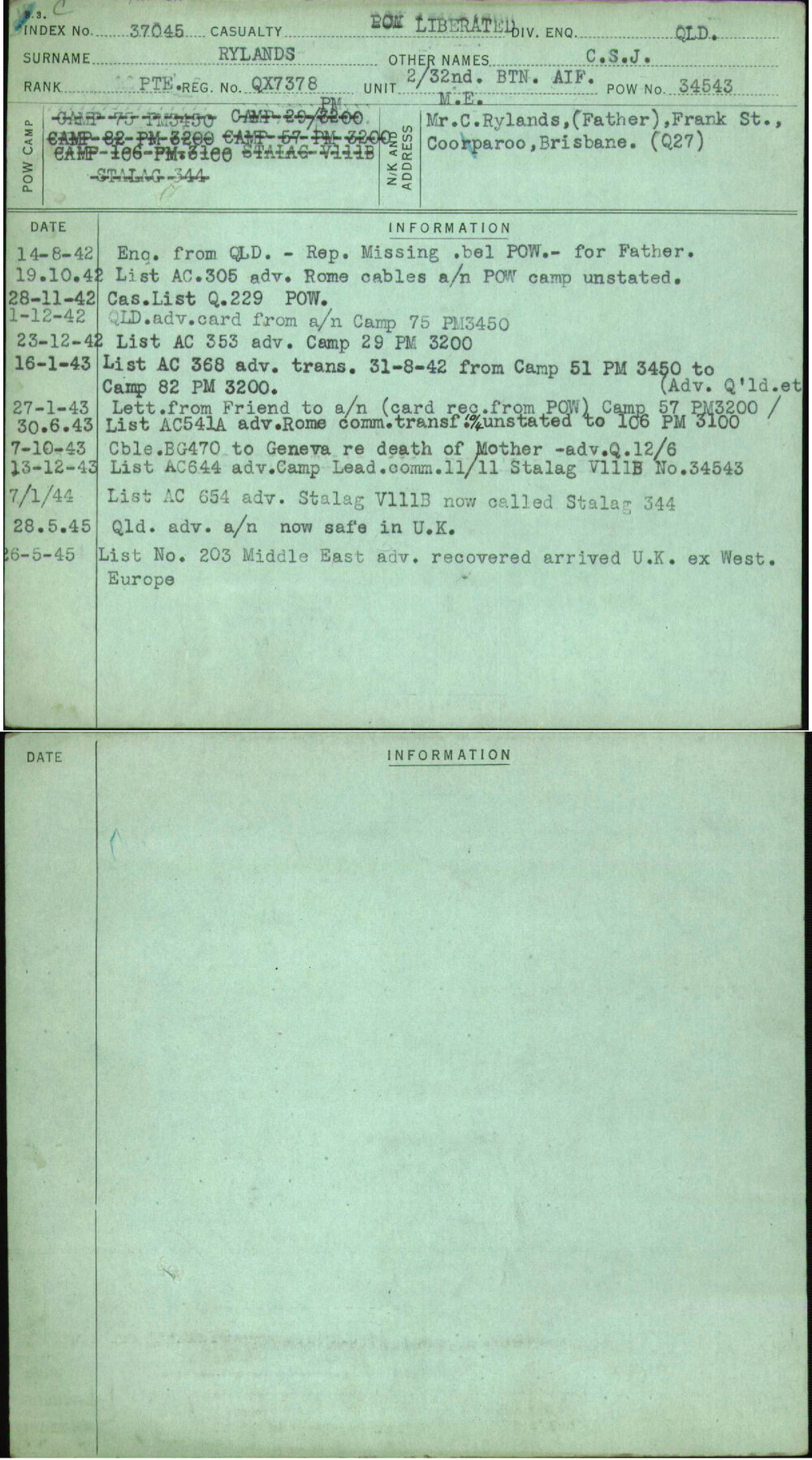 Rylands, C S J, QX7378