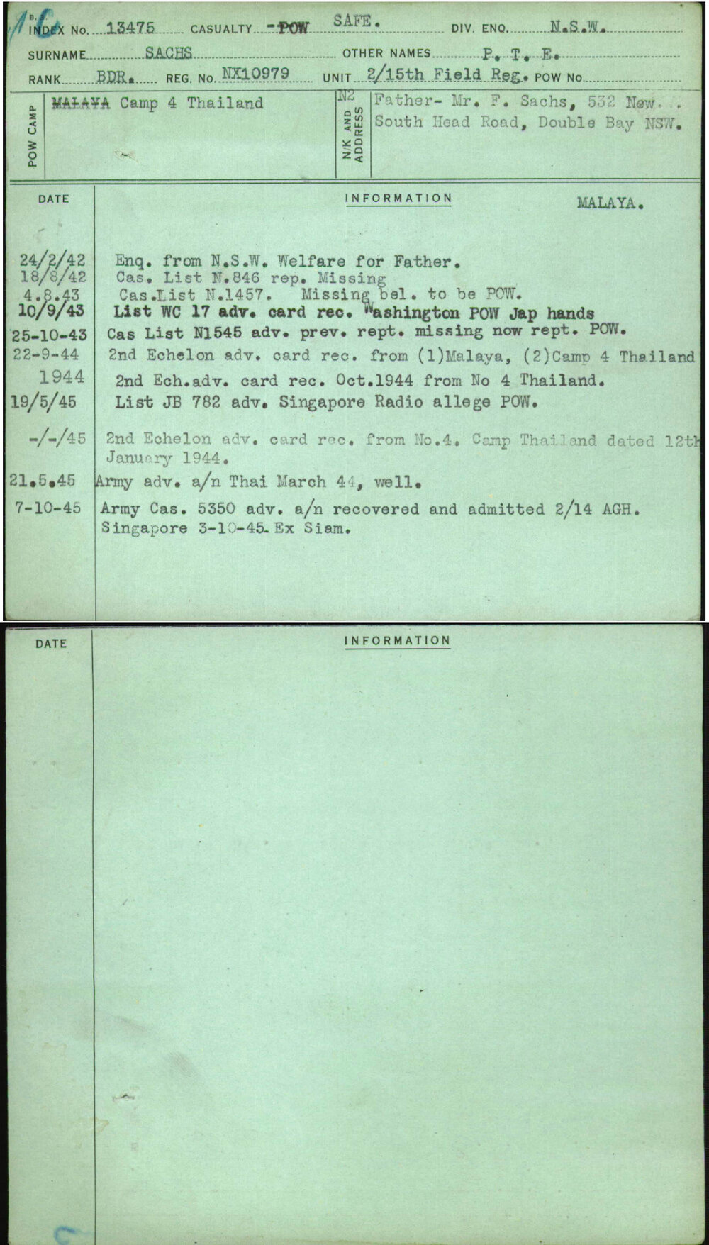 Sachs, P T E, NX10979