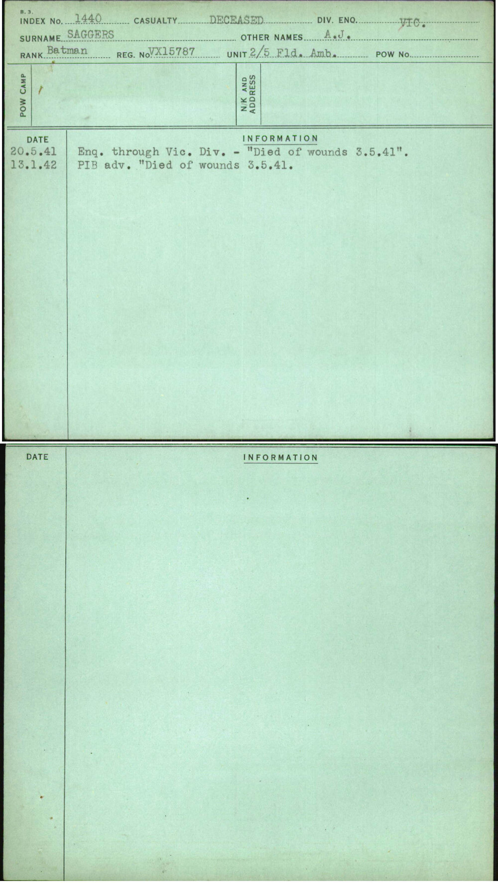 Saggers, A J, VX15787