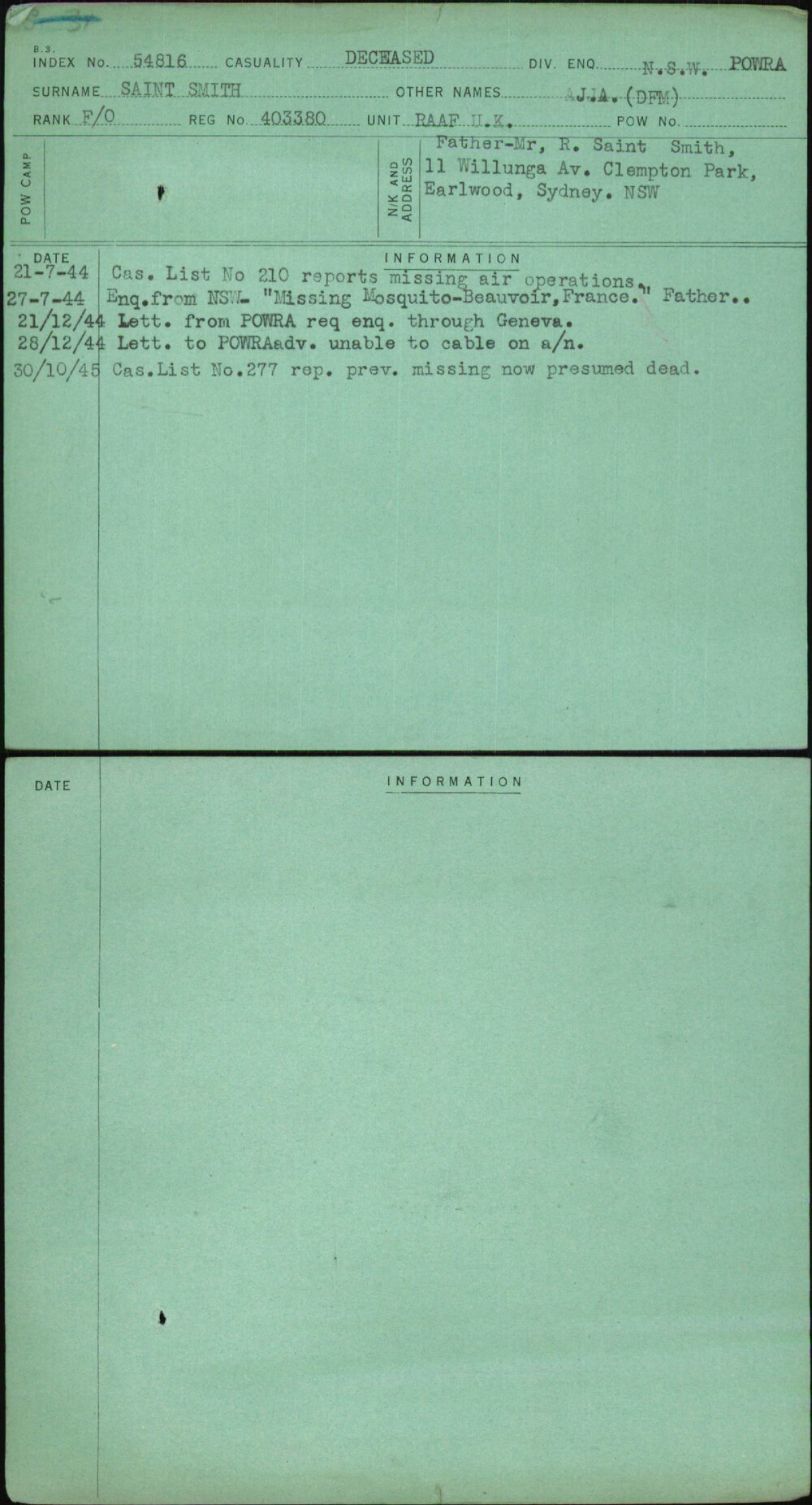 Saint Smith, J A (Dfm), 403380