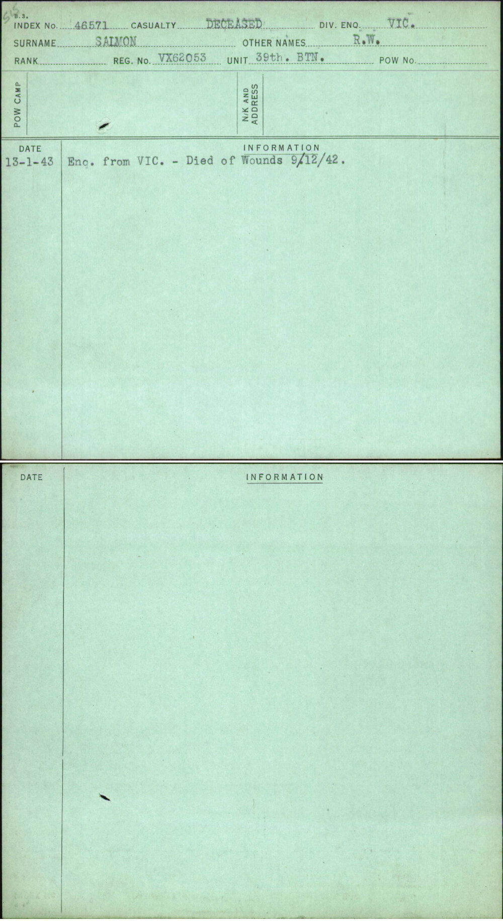 Salmon, R W, VX62053