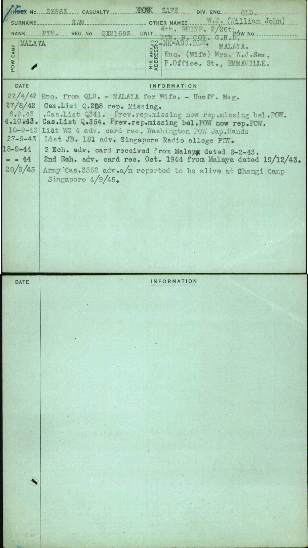 Sam, W J (William John), QX21693