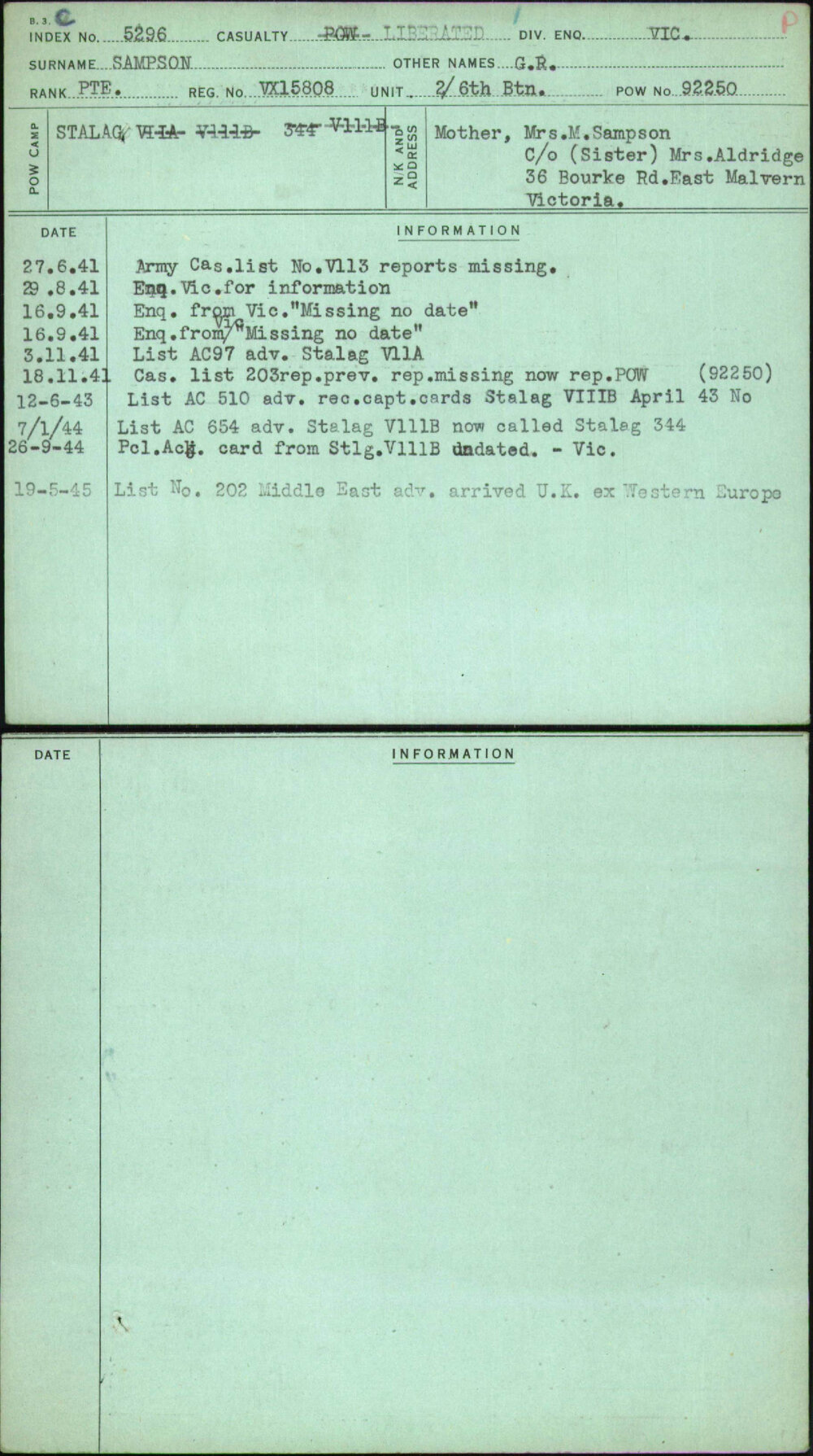 Sampson, G R, VX15808