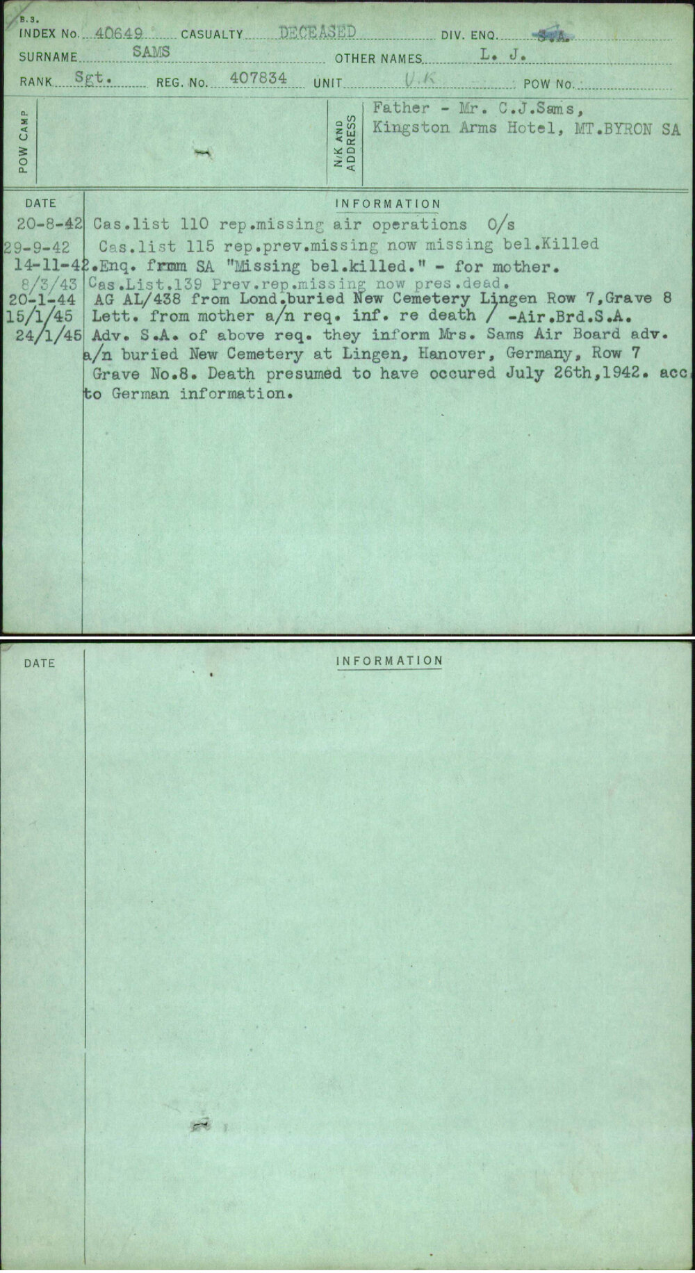 Sams, L J, 407834