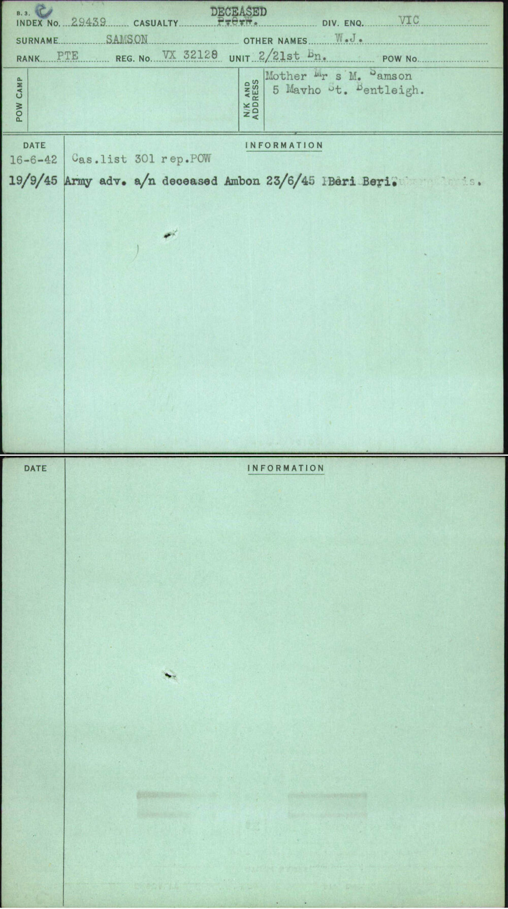 Samson, W J, VX32128