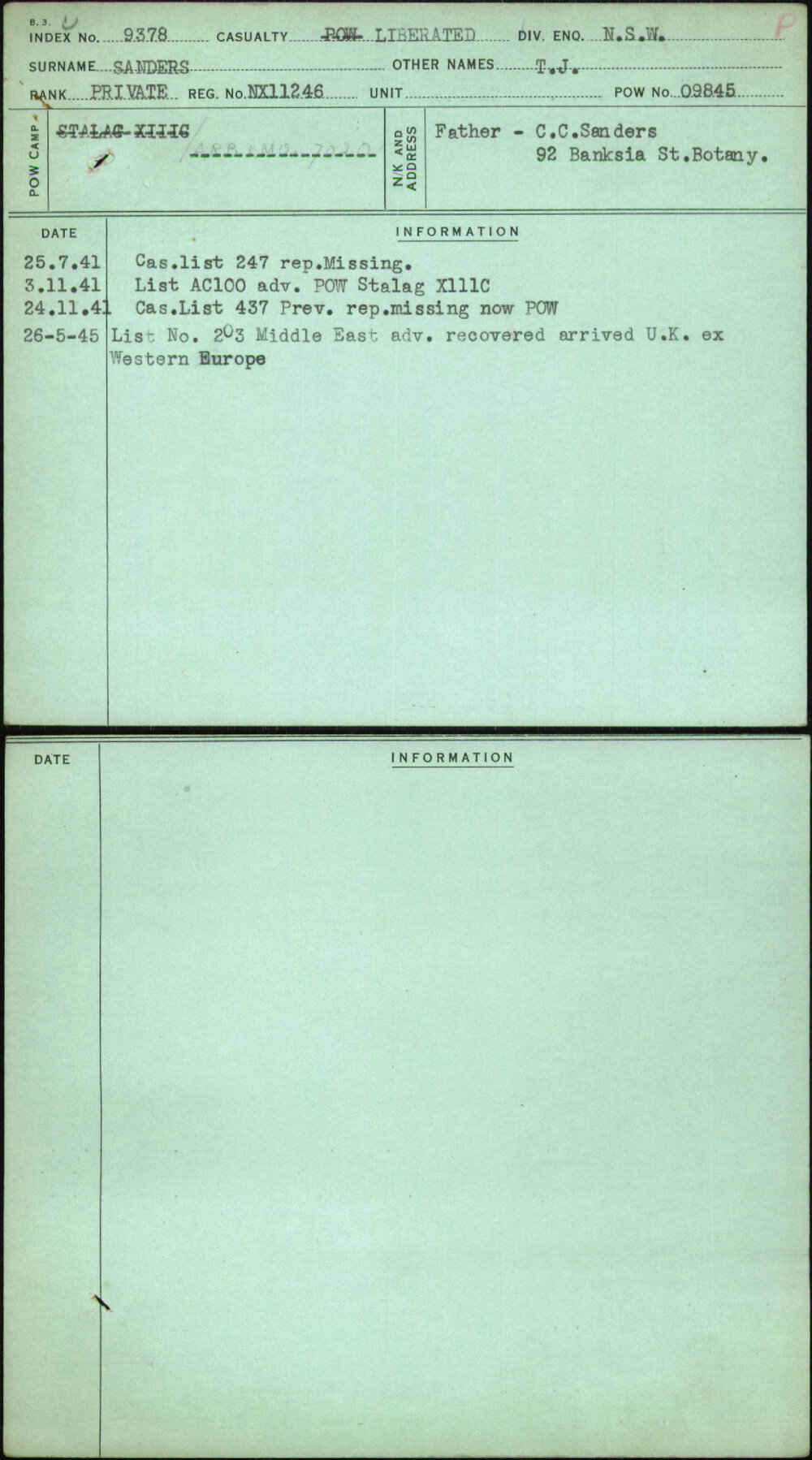 Sanders, T J, NX11246