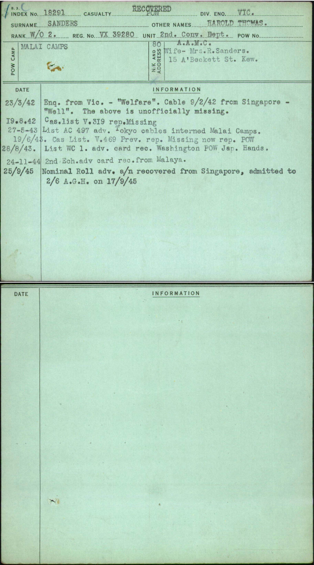 Sanders, Harold Thomas, VX39280